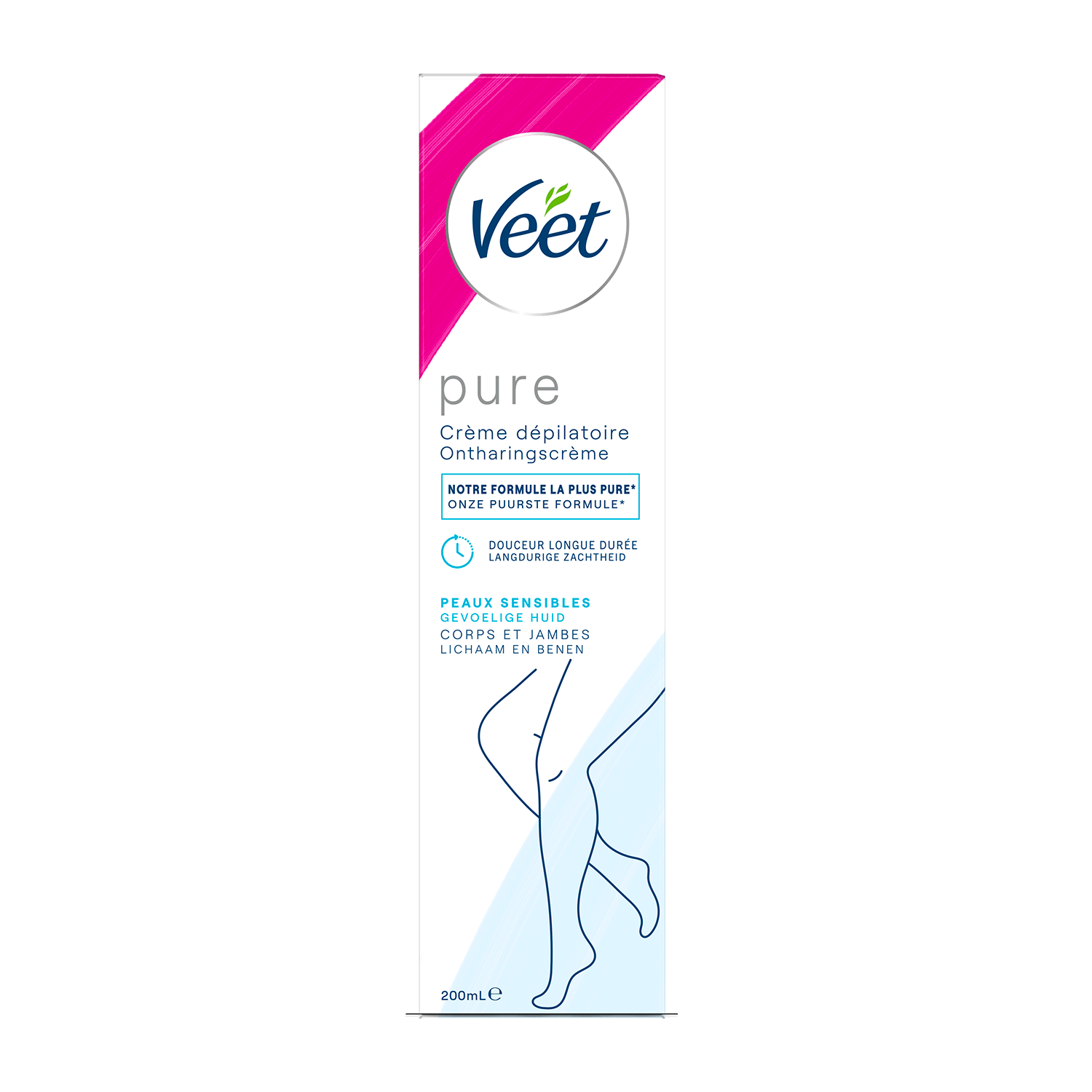 Crème dépilatoire peaux sensibles – Jambes et Corps - Veet Pure – 200ml | Veet
